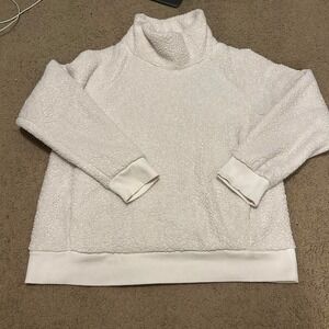 Unisex White fleece turtleneck sweater